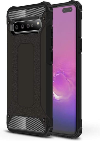 Hoesje Geschikt voor: Samsung Galaxy S10 Armor Hybrid - Zwart