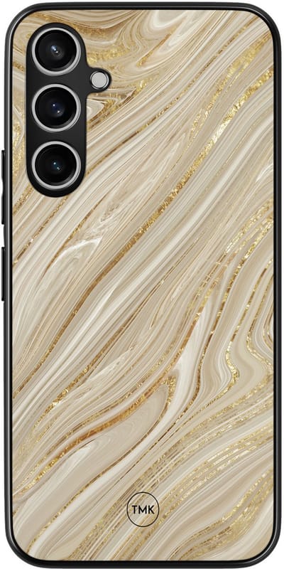 Hoesje geschikt voor Samsung Galaxy S23 FE - Golden marble - Goud - TPU case - Marmer - Hardcase zwart telefoonhoesje