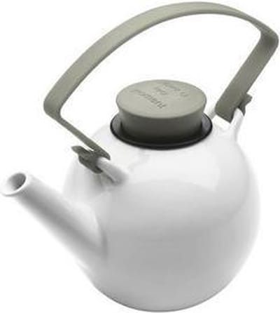 Qdo Theepot Porselein - Rond - Met Clip handvat - 1 liter -  Taupe