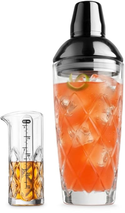 Yarai-patroon cocktailshaker set, 700ml maatjigger