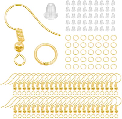 Oorbel Haakjes - 100 Stuks - Oorbellen Maken Set - Goudkleurig Met Stoppertjes & Ringetjes - Kasey