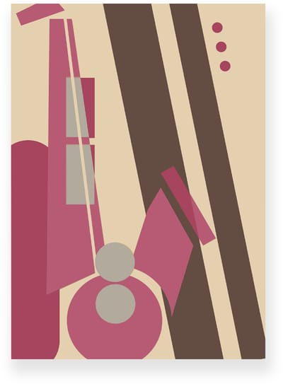 Poster 20x30 cm - Abstracte Saxofoon - Roze - Donkerbruin - Beige - Muziek - Vintage - Muurdecoratie - Wanddecoratie