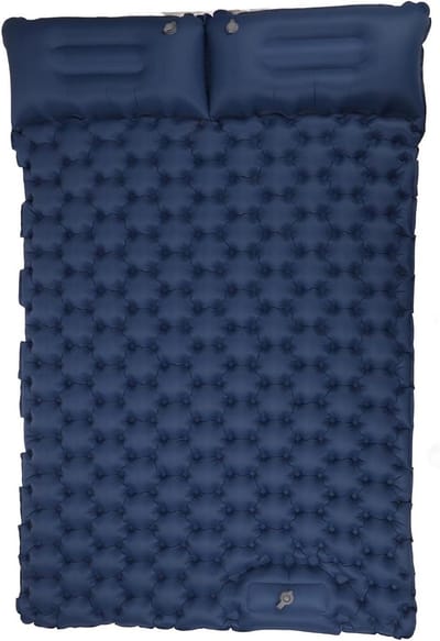 Kampeerslaapkussen Dubbel - Opblaasmat Slaapmat - Kamperen Buiten - Ingebouwde Pomp - 125 x 196 cm - Marineblauw