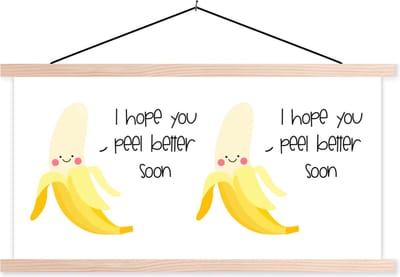 Posterhanger incl. Poster 120x60 cm - Schoolplaat - Beterschap - Quote - Banaan - Textielposter - Blanke latten