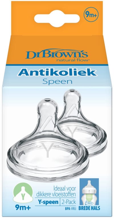 Dr. Browns - Options+ Speen Y-cut Brede Halsfles Transparant - 2 x 2 stuks - Voordeelverpakking