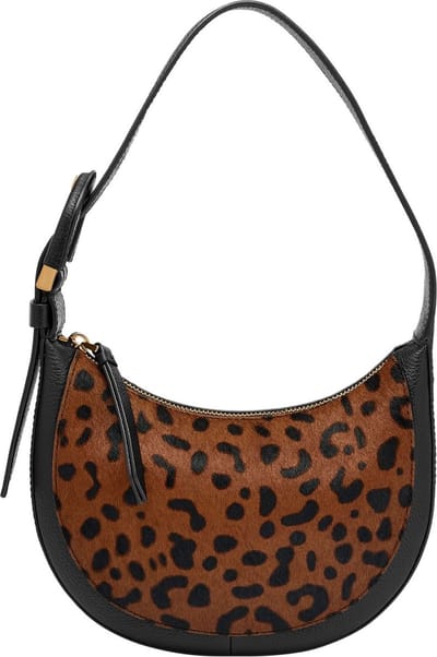FOSSIL Schoudertas Harwell Crescent Bag Leopard Lichtbruin