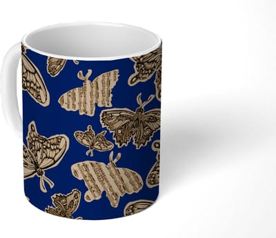 Mok - Koffiemok - Patroon - Muziek - Vlinders - Mokken - 350 ML - Beker - Koffiemokken - Theemok