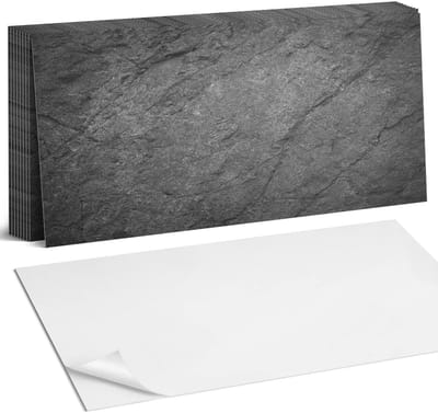 Coloray Plaktegels - Natuursteen textuur Zelfklevende Wandtegels - 40 cm x 20 cm - Grijs Plaktegels - 10 stuks - Rechthoek PVC Tegels - Plaktegels Badkamer - Vloertegels Zelfklevend - Vinyl Tegels - Portugese Tegels