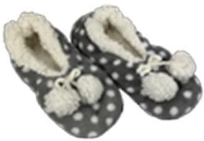 Pantoffel laag model balletjes - Grijs / Wit - Maat 33/34 - kinderpantoffel / slof