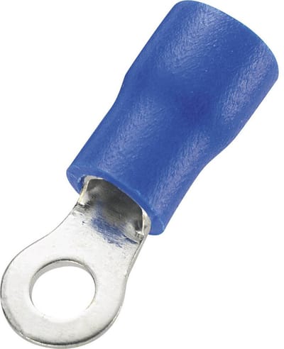 TRU COMPONENTS 746087 Ringkabelschoen Dwarsdoorsnede (max.): 2.50 mm² Schachtdiameter: 3.2 mm Deels geïsoleerd Blauw 10