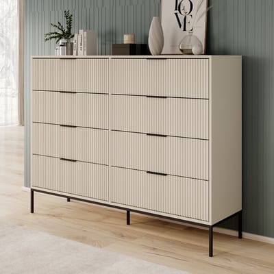 Meubella - Delaware - Ladekast 8 lades - Beige - 150x40x115 cm