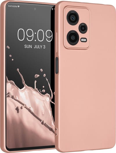 kwmobile metallic telefoonhoesje van TPU - geschikt voor Xiaomi Redmi Note 12 Pro 5G - Flexible case voor smartphone - In metallic roségoud