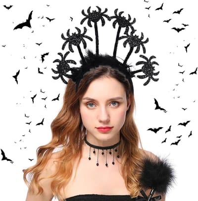 Halloween Haarband met Vleermuis en Spin - Grappige Accessoires voor Kinderen en Volwassenen, Perfect voor Halloween Kostuums en Feestjes