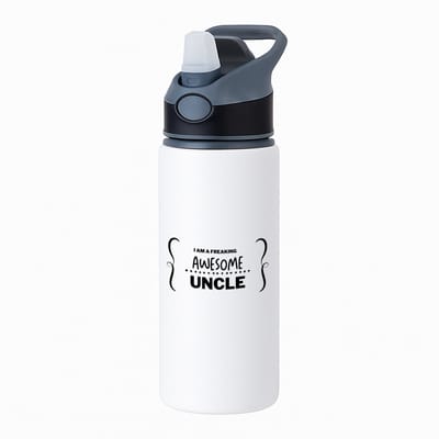 Hacebo® - I am a freaking awesome uncle waterfles met rietje zwart - Oom - geweldige oom - liefste oom - verjaardag - cadeau - kado - bedankje - geschenk - water fles - 650ML