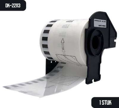 DULA Brother DK kompatibles Schriftband, DK-22113 22113, 62 mm x 15,24 m, Weiß, 1 Kassette