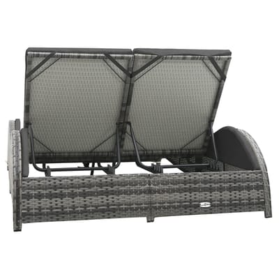 vidaXL - Ligbed - tweepersoons - met - kussen - poly - rattan - antraciet