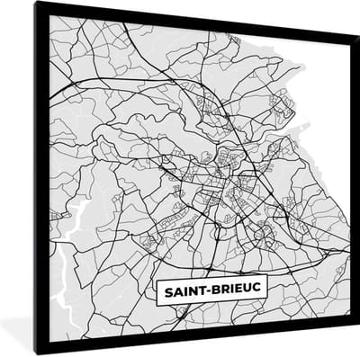 Fotolijst incl. Poster - Frankrijk – Plattegrond – Kaart – Saint-Brieuc – Stadskaart - 40x40 cm - Posterlijst