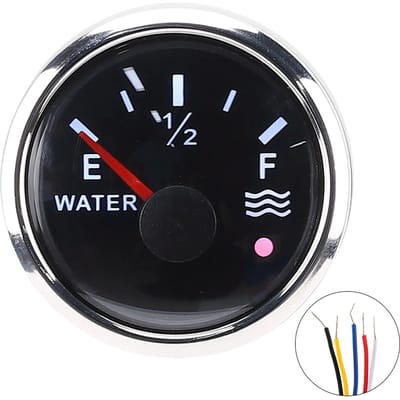 52mm2in Waterniveaumeters 9?32V DC Slim Alarm voor Marine Boot RV 0?190 ohm Europese Sensor black