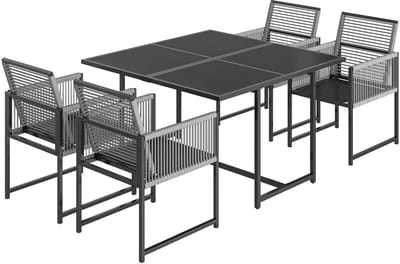 Balkonset 4 personen - Tuinset - Bistroset - Lichtgrijs - Weerbestendig - 5 delig - 4 stoelen - 4 personen - Staal