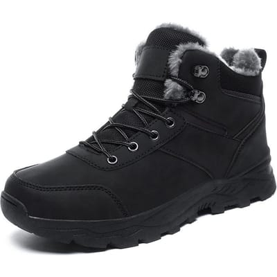 Heren Sneeuwlaarzen Super Pluche Warme Katoenen Schoenen Mode Casual Hoge Top Laarzen voor Heren Buiten Antislip Wandelschoenen Grote Maat 48 39 black