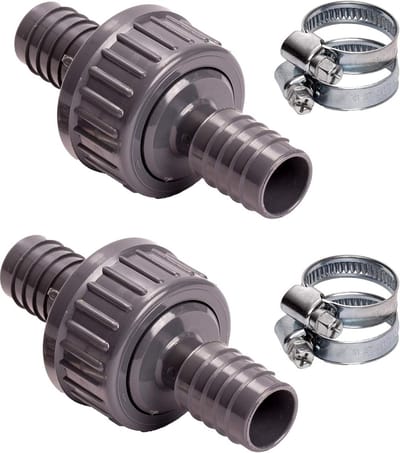 Terugslagventiel Set 21 mm met RVS Slangklemmen voor Afvoer