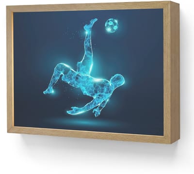 Nachtlampje 40x30 cm - Kinder lamp - Voetballer - Blauw - Neon - Tafellamp kinderkamer draadloos - Slaapkamer lampje - Bedlamp kinderen - Kinderlampje - Wandlamp babykamer - Nachtlampjes