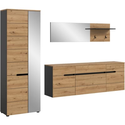 Moderne Garderobecombinatie met Spiegel - Ruime Kast en Ophangsysteem - 256 cm Breed