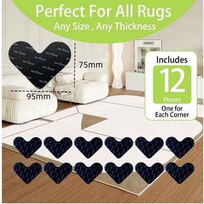 Dailygoods- Antislip Tapijt - 12 Stuks - Antislipmat - Onder tapijt - Wasbaar - Herbruikbaar - Voor tapijten en planken