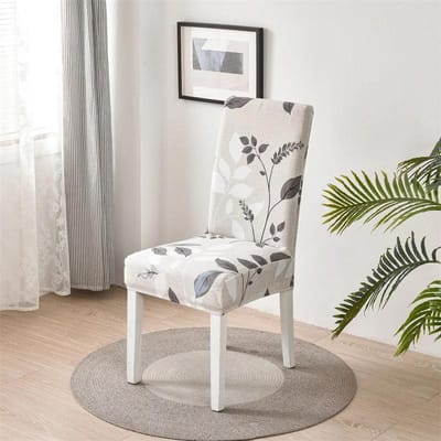 Eetkamerstoelhoes Elastisch Bloemenstijl Stretch Stoelhoezen Stoelhoezen Beschermer Afneembaar voor Bruiloft Hotel Keuken 1pc Chair Cover gray