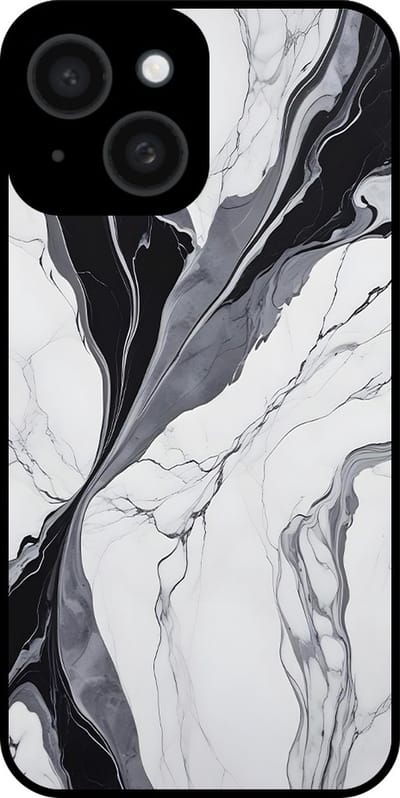 Smartphonica Telefoonhoesje Geschikt voor iPhone 13 met zwart marmer opdruk - TPU case black marble design - Zwart geschikt voor iPhone 13