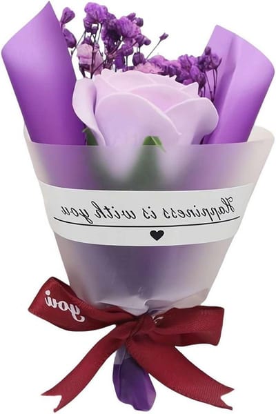 Mini Boeket - Gedroogde Bloemen - Cadeau Geven - Met Lint - Miniatuur Formaat - Paars