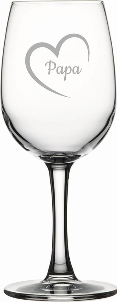 Gegraveerde witte wijnglas 26cl Papa met hartje