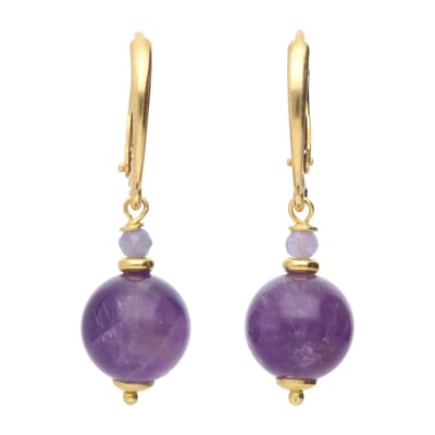 Bela Donaco - Oorbellen Bohemian B10 – Amethist – Tanzaniet – 24K verguld Sterling Zilver