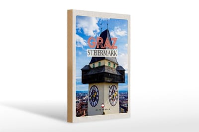 Holzschild Reise 20x30cm Graz Steiermark Kirche Stadt
