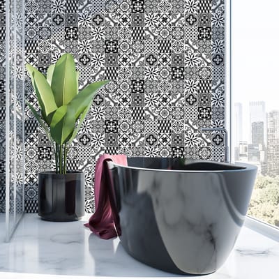 Zelfklevende tegelmuurstickers voor keuken en badkamer - 60 Azulejos Castilruiz cementtegelstickers - 60 stickers 20x20cm