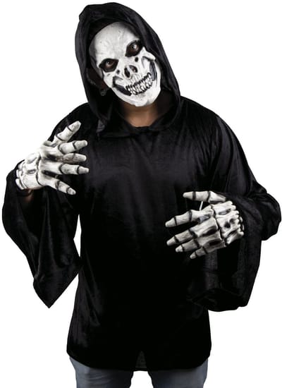 Partychimp Gezichtsmasker Skelet Schedel Doodshoofd Halloween Masker voor bij Halloween Kostuum Volwassenen- Latex - Grijs - One-size