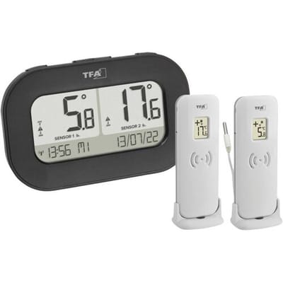 TFA Dostmann DOUBLE-CHECK 30.3073.01 Draadloze thermometer digitaal Zwart