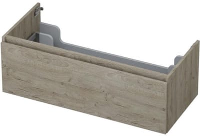 INK - Onderkast 1 Lade Greeploos met Houten Keerlijst - 1000x450x350 Mm - Greige Eiken