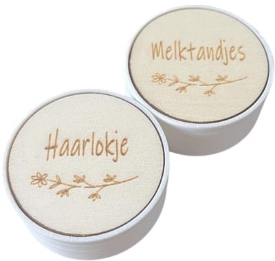 Set melktanden- en haarlokdoosje | bloem | tandendoosje | eerste haarlokje | bewaardoosjes set