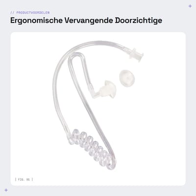 Dailygoods - Ergonomische Vervangende Doorzichtige Akoestische Buis - Comfortabel - Zwart - Oordopjes - Geschikt voor Hytera en Arcshell