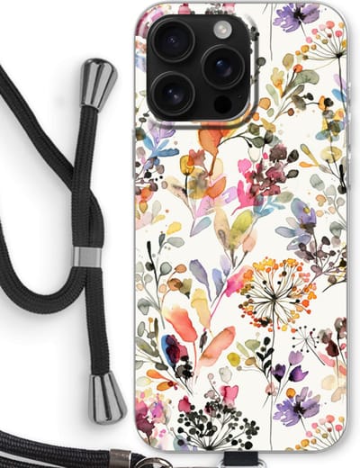 Case Company® - Hoesje met koord geschikt voor iPhone 16 Pro Max hoesje met Koord - Wilde grassen - Telefoonhoesje met Zwart Koord - Bescherming aan alle Kanten en Over de Schermrand