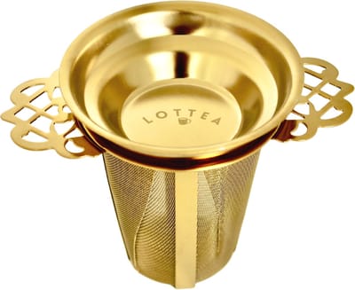 Lottea Theezeefje goud, goudkleurig 2 STUKS - theefilter, theezeef, theezeefjes voor losse thee, thee zeef, theezeef rvs, theezeefje rvs, theezeefjes voor losse thee rvs