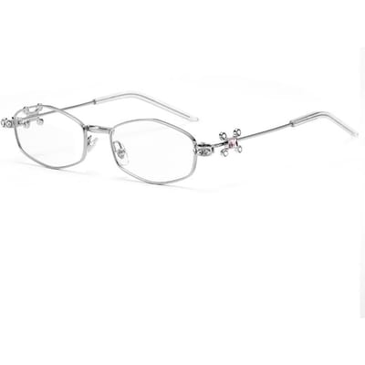 Nouvelle Mode Lunettes à Pression pour Femmes Ornementées de Diamants Monture Rhombus Multi-angles Métal Ornementé Style Rue