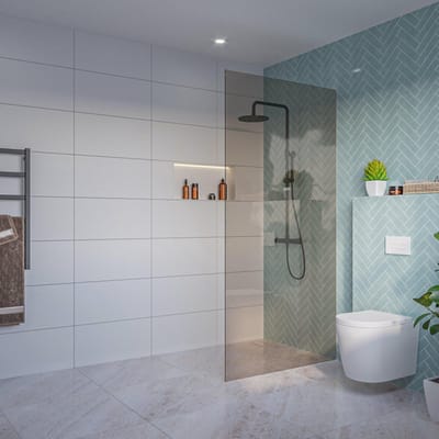 FugaFlow Eccelente Vetro Inloopdouche - rook glas - 100x200cm - 8mm - nano - blind inbouw profiel