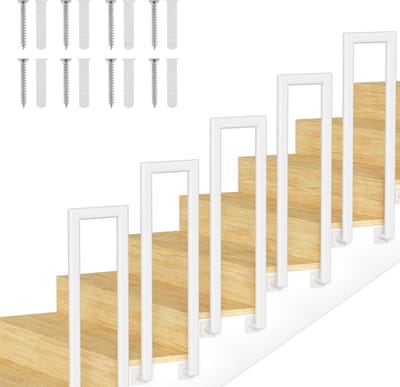 U-vorm Elliptische Buis Zijdelingse montage Leuning 75cm Ijzer Leuning Buiten & Binnen Trap Leuning Trap Balkon Balustrade Wit