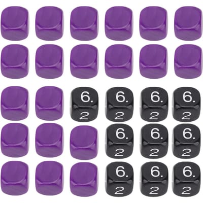30PCS Dés de Jeu en Plastique 6 Faces Multifonctionnels Cube 16mm Mathématiques Vrac Dés de Jeu pour Divertissement black