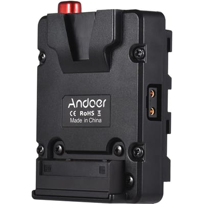 Andoer Mini Nano V-lock Mount Batterij Voeding Adapterplaat naar NP-F Mount zwart