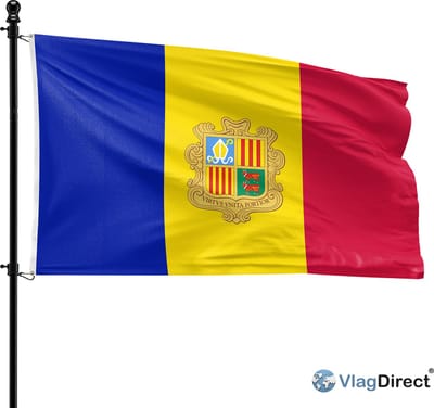 VlagDirect - Andorraanse vlag - Andorra vlag - 90 x 150 cm.