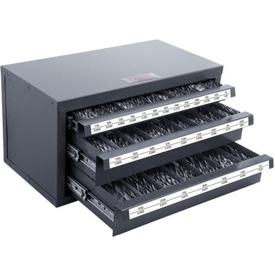 Armoire Distributeur de Forets, Armoire Organisateur de Forets à Trois Tiroirs pour 1/16  à 1/2 , Armoire Organisateur Distributeur de Forets en Acier avec Étiquettes,