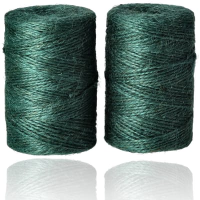 Jute Touw 200 Meter 2 Stuks (400m) – Jute Koord Groen – Natuurlijk Bindtouw – Dik Jute Touw voor Tuin, Verpakking en Decoratie